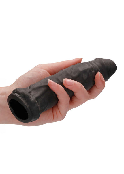 REALROCK 6'' Realistic Penis Sleeve - Black - Black 15.2 cm Penis Extension Sleeve