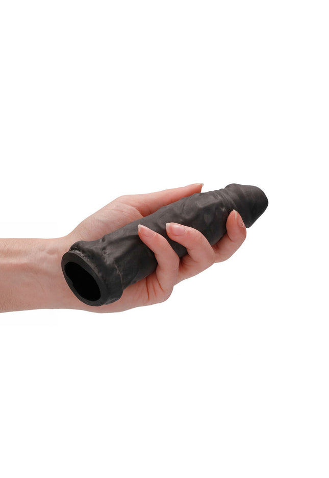 REALROCK 6'' Realistic Penis Sleeve - Black - Black 15.2 cm Penis Extension Sleeve