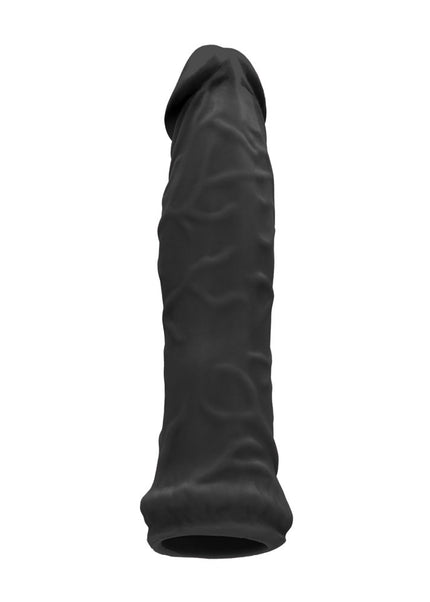 REALROCK 6'' Realistic Penis Sleeve - Black - Black 15.2 cm Penis Extension Sleeve