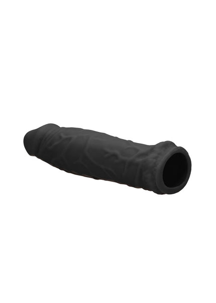 REALROCK 6'' Realistic Penis Sleeve - Black - Black 15.2 cm Penis Extension Sleeve