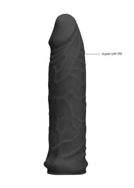 REALROCK 6'' Realistic Penis Sleeve - Black - Black 15.2 cm Penis Extension Sleeve