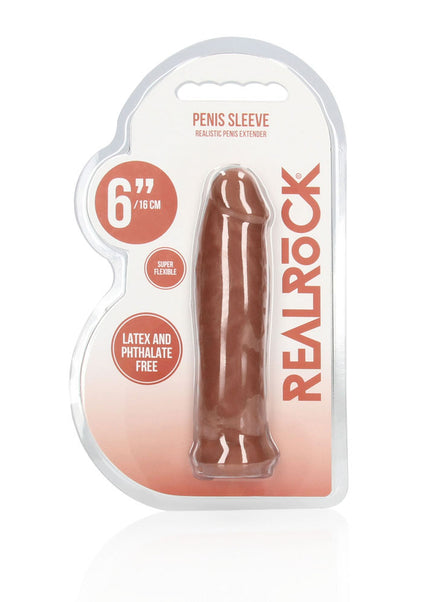 REALROCK 6'' Realistic Penis Sleeve - Tan - Tan 15.2 cm Penis Extension Sleeve