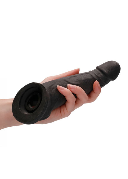 REALROCK 8'' Realistic Penis Extender with Rings - Black - Black 20.3 cm Penis Extension Sleeve