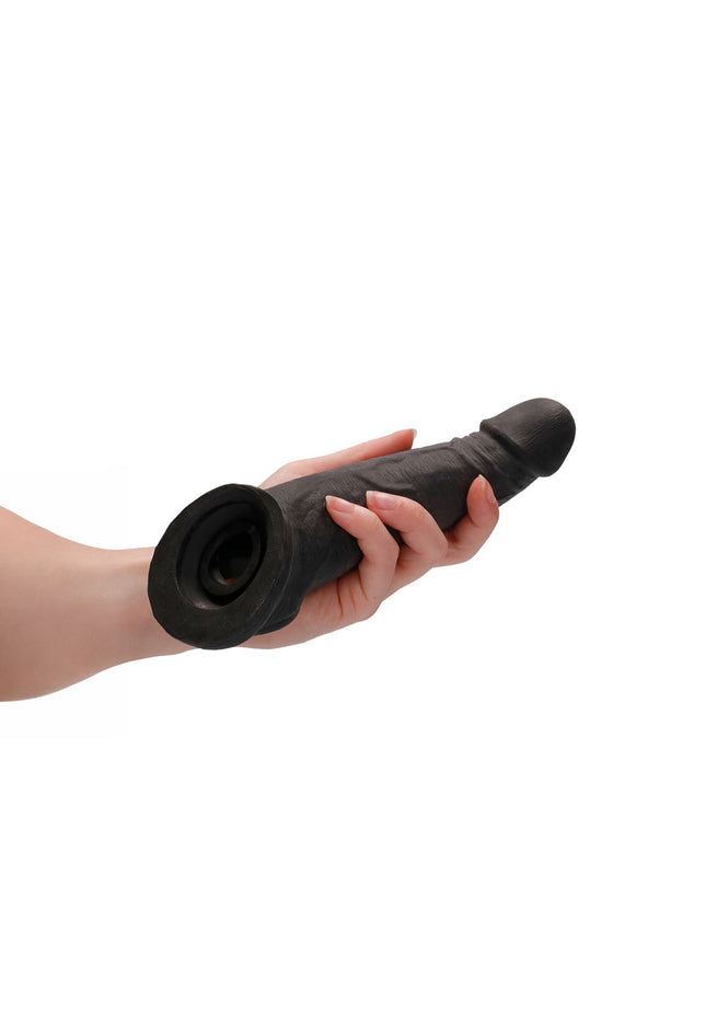 REALROCK 8'' Realistic Penis Extender with Rings - Black - Black 20.3 cm Penis Extension Sleeve
