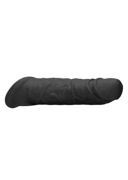 REALROCK 8'' Realistic Penis Extender with Rings - Black - Black 20.3 cm Penis Extension Sleeve