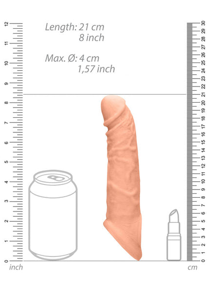 REALROCK 8'' Realistic Penis Extender with Rings - Flesh 20.3 cm Penis Extension Sleeve