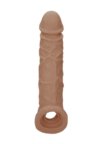 REALROCK 8'' Realistic Penis Extender with Rings - Tan - Tan 20.3 cm Penis Extension Sleeve