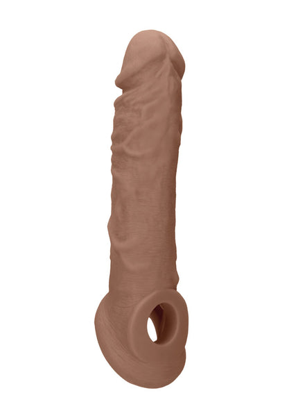 REALROCK 8'' Realistic Penis Extender with Rings - Tan - Tan 20.3 cm Penis Extension Sleeve