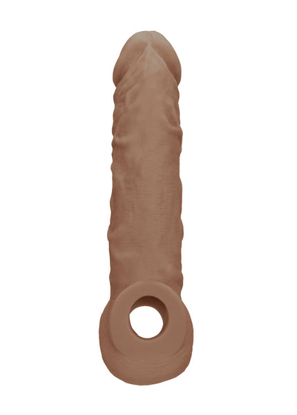 REALROCK 8'' Realistic Penis Extender with Rings - Tan - Tan 20.3 cm Penis Extension Sleeve