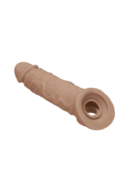 REALROCK 8'' Realistic Penis Extender with Rings - Tan - Tan 20.3 cm Penis Extension Sleeve