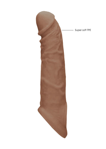REALROCK 8'' Realistic Penis Extender with Rings - Tan - Tan 20.3 cm Penis Extension Sleeve