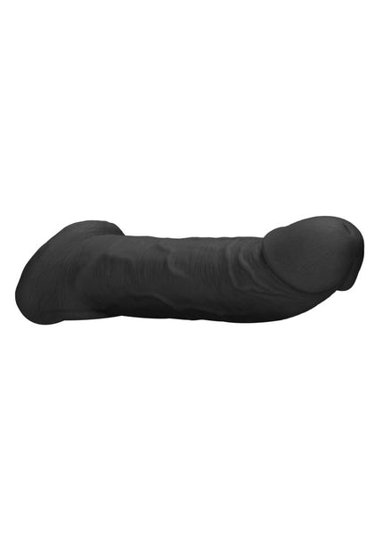 REALROCK 9'' Realistic Penis Extender with Rings - Black - Black 22.9 cm Penis Extension Sleeve