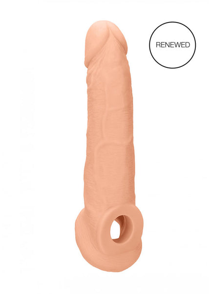 REALROCK 9'' Realistic Penis Extender with Rings - Flesh 22.9 cm Penis Extension Sleeve