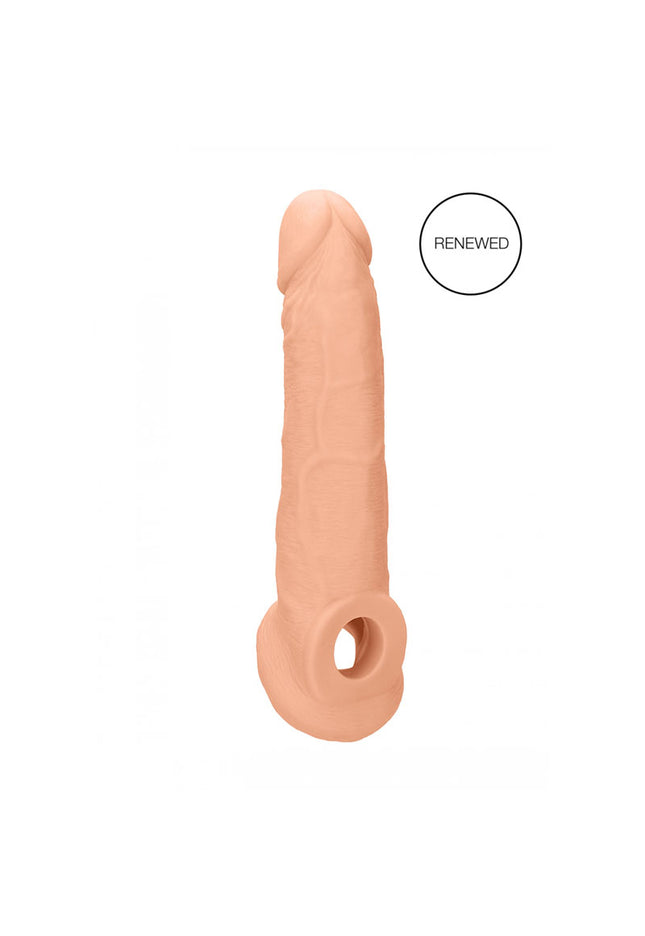 REALROCK 9'' Realistic Penis Extender with Rings - Flesh 22.9 cm Penis Extension Sleeve