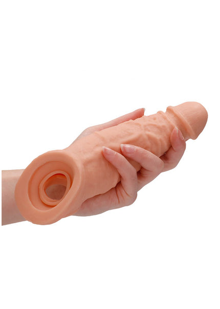 REALROCK 9'' Realistic Penis Extender with Rings - Flesh 22.9 cm Penis Extension Sleeve