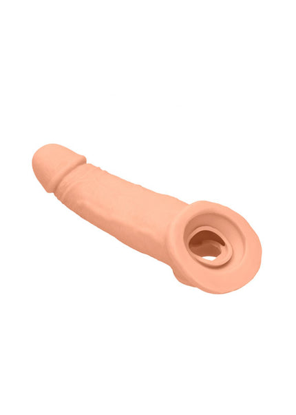REALROCK 9'' Realistic Penis Extender with Rings - Flesh 22.9 cm Penis Extension Sleeve