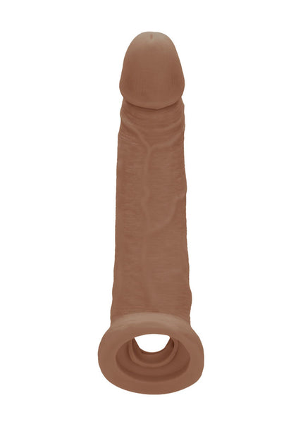 REALROCK 9'' Realistic Penis Extender with Rings - Tan - Tan 22.9 cm Penis Extension Sleeve