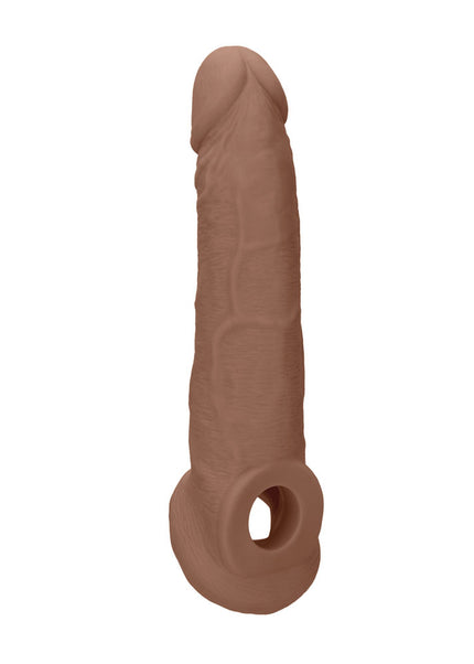 REALROCK 9'' Realistic Penis Extender with Rings - Tan - Tan 22.9 cm Penis Extension Sleeve