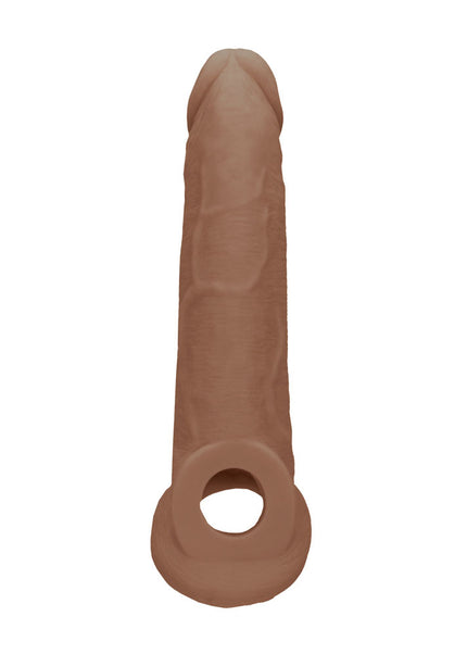 REALROCK 9'' Realistic Penis Extender with Rings - Tan - Tan 22.9 cm Penis Extension Sleeve