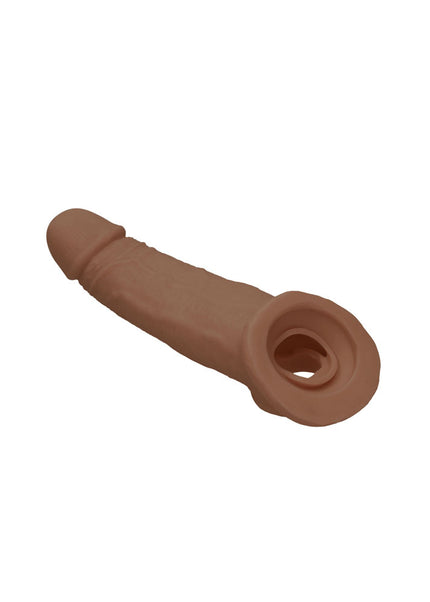 REALROCK 9'' Realistic Penis Extender with Rings - Tan - Tan 22.9 cm Penis Extension Sleeve