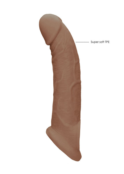 REALROCK 9'' Realistic Penis Extender with Rings - Tan - Tan 22.9 cm Penis Extension Sleeve