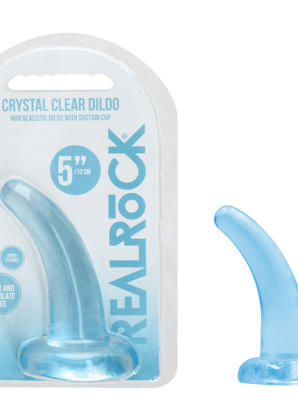 REALROCK Non Realistic Dildo With Suction Cup - 11.5 cm - Blue - Blue 11.5 cm Curved Pegging Dong