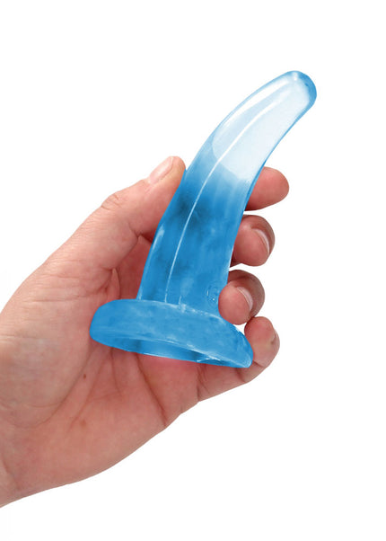 REALROCK Non Realistic Dildo With Suction Cup - 11.5 cm - Blue - Blue 11.5 cm Curved Pegging Dong