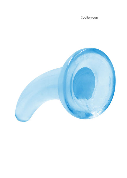 REALROCK Non Realistic Dildo With Suction Cup - 11.5 cm - Blue - Blue 11.5 cm Curved Pegging Dong
