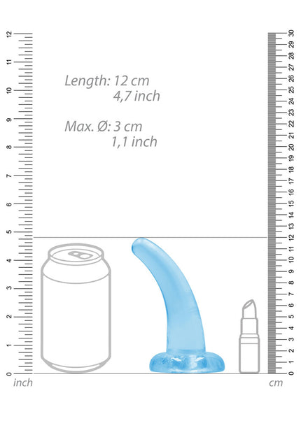 REALROCK Non Realistic Dildo With Suction Cup - 11.5 cm - Blue - Blue 11.5 cm Curved Pegging Dong