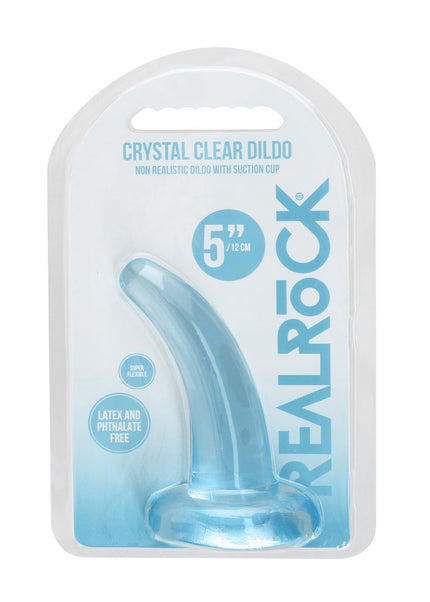 REALROCK Non Realistic Dildo With Suction Cup - 11.5 cm - Blue - Blue 11.5 cm Curved Pegging Dong
