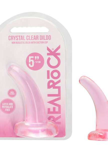 REALROCK Non Realistic Dildo With Suction Cup - 11.5 cm - Pink 11.5 cm Curved Pegging Dong