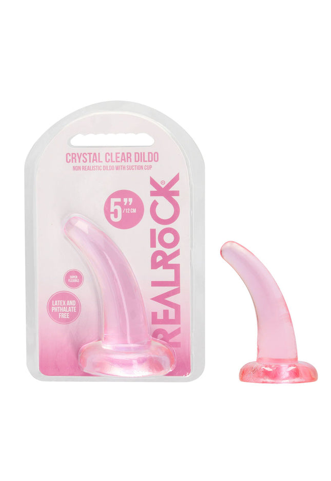 REALROCK Non Realistic Dildo With Suction Cup - 11.5 cm - Pink 11.5 cm Curved Pegging Dong