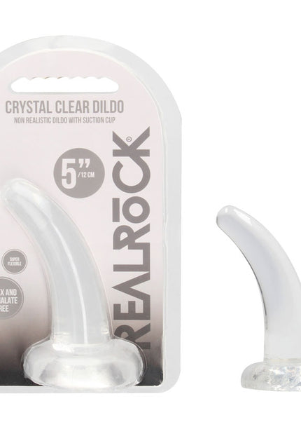 REALROCK Non Realistic Dildo With Suction Cup - 11.5 cm - Clear 11.5 cm Curved Pegging Dong