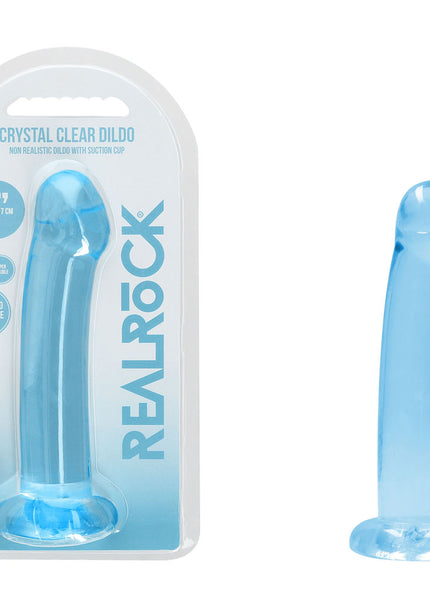 REALROCK Non Realistic Dildo With Suction Cup - 17 cm - Blue - Blue 17 cm Dong