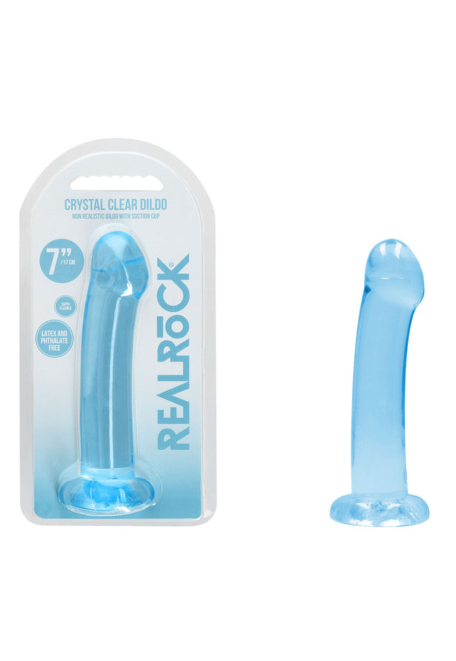 REALROCK Non Realistic Dildo With Suction Cup - 17 cm - Blue - Blue 17 cm Dong