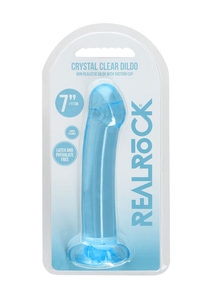 REALROCK Non Realistic Dildo With Suction Cup - 17 cm - Blue - Blue 17 cm Dong