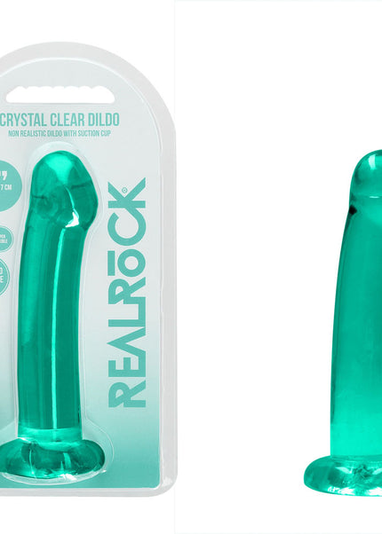 REALROCK Non Realistic Dildo With Suction Cup - 17 cm - Turquoise - Turquoise 17 cm Dong