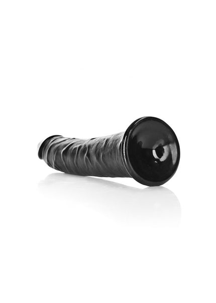 REALROCK Realistic Slim Dildo with Suction Cup - 18cm - Black 18 cm (7'') Dong