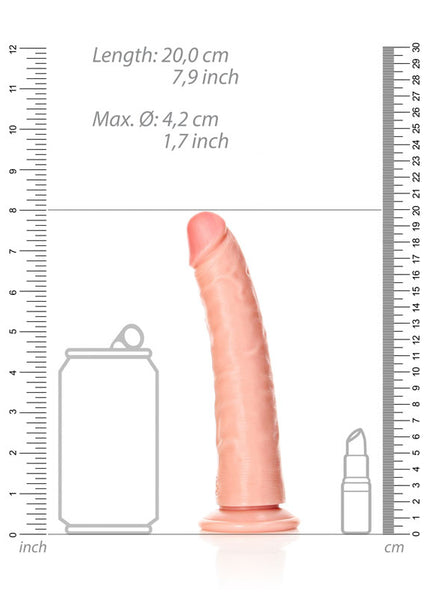 REALROCK Realistic Slim Dildo with Suction Cup - 18cm - Flesh 18 cm (7'') Dong