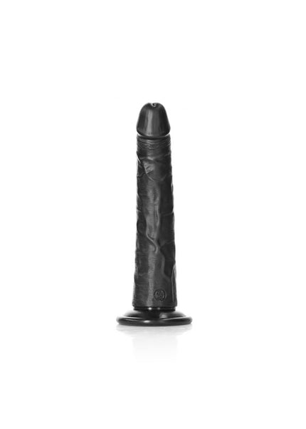 REALROCK Realistic Slim Dildo with Suction Cup - 20.5cm - Black 20.5 cm (8'') Dong