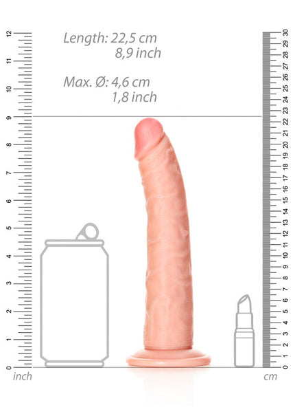 REALROCK Realistic Slim Dildo with Suction Cup - 20.5cm - Flesh 20.5 cm (8'') Dong