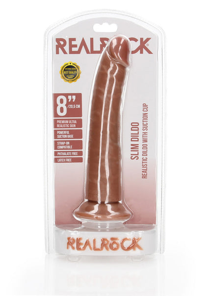 REALROCK Realistic Slim Dildo with Suction Cup - 20.5cm - Tan 20.5 cm (8'') Dong