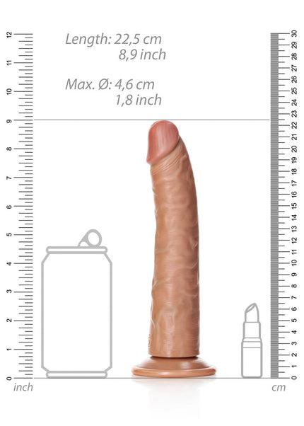 REALROCK Realistic Slim Dildo with Suction Cup - 20.5cm - Tan 20.5 cm (8'') Dong