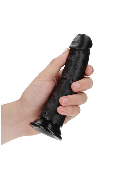 REALROCK Realistic Regular Curved Dildo with Suction Cup - 15.5 cm - Black 15.5 cm (6'') Dong