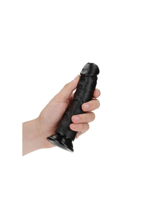 REALROCK Realistic Regular Curved Dildo with Suction Cup - 15.5 cm - Black 15.5 cm (6'') Dong