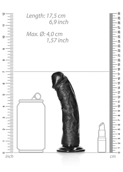 REALROCK Realistic Regular Curved Dildo with Suction Cup - 15.5 cm - Black 15.5 cm (6'') Dong