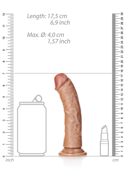 REALROCK Realistic Regular Curved Dildo with Suction Cup - 15.5 cm - Tan 15.5 cm (6'') Dong