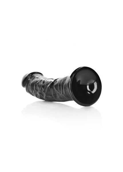 REALROCK Realistic Regular Curved Dildo with Suction Cup - 18 cm - Black 18 cm (7'') Dong