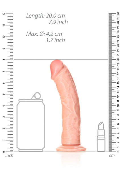 REALROCK Realistic Regular Curved Dildo with Suction Cup - 18 cm - Flesh 18 cm (7'') Dong