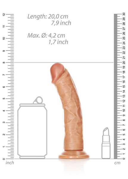 REALROCK Realistic Regular Curved Dildo with Suction Cup - 18 cm - Tan 18 cm (7'') Dong